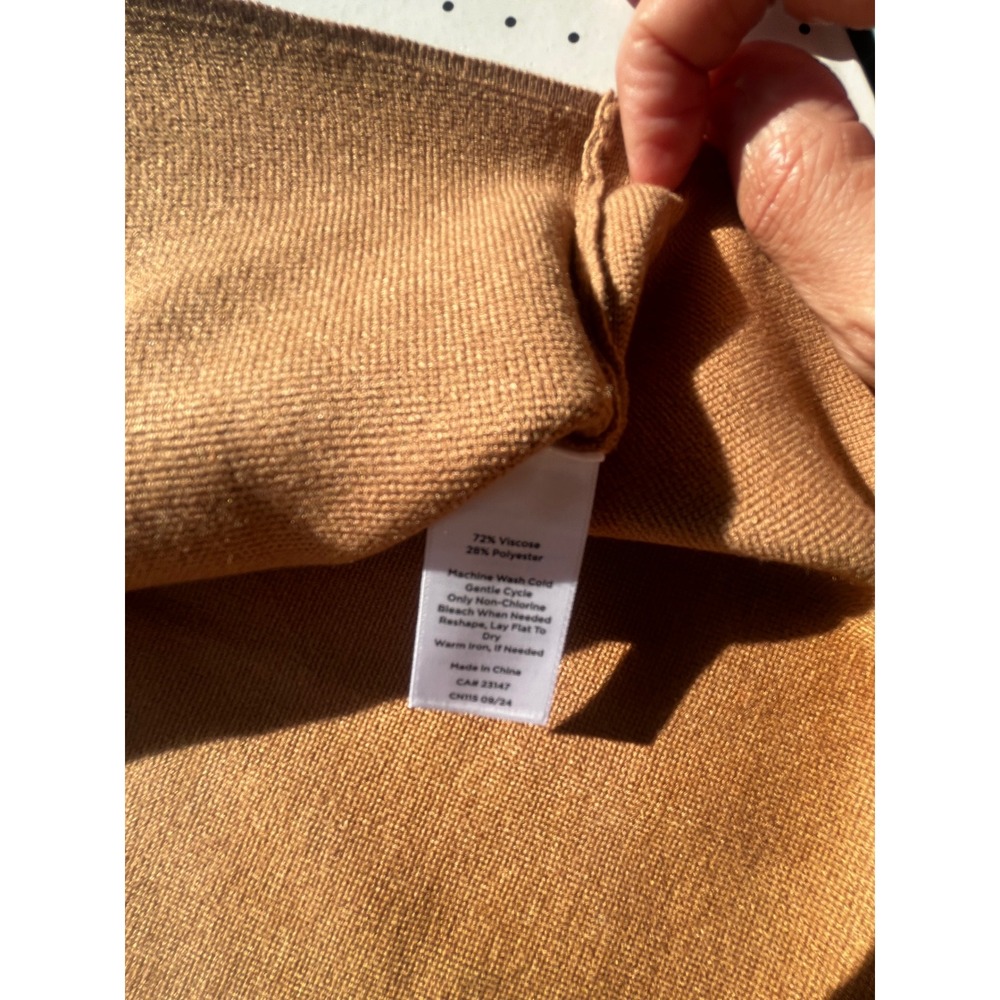 Talbots Camel Knit Sweater Dress Gold Button Old Money Preppy Midi Brown M - Picture 9 of 9